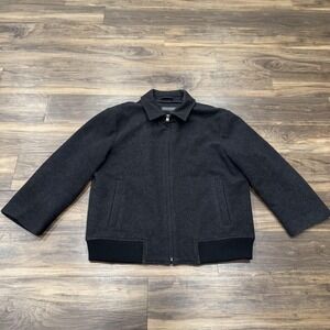 Banana Republic Jacket Mens XL Gray Wool Tweed Bomber Full Zip Lined Coat